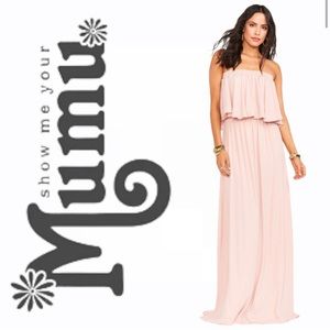 NWOT SMYM Dusty Blush Crisp Hacienda Maxi Bridesmaid Dress